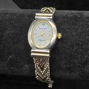 Ladies Sharpe Watch Quartz Silver Tone Gold Tone Link WORKS